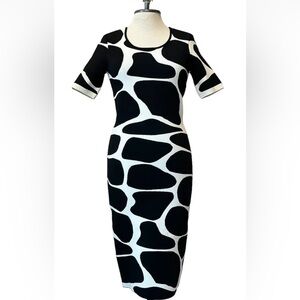 Pink Tartan Dress. black and white print. Medium. Used